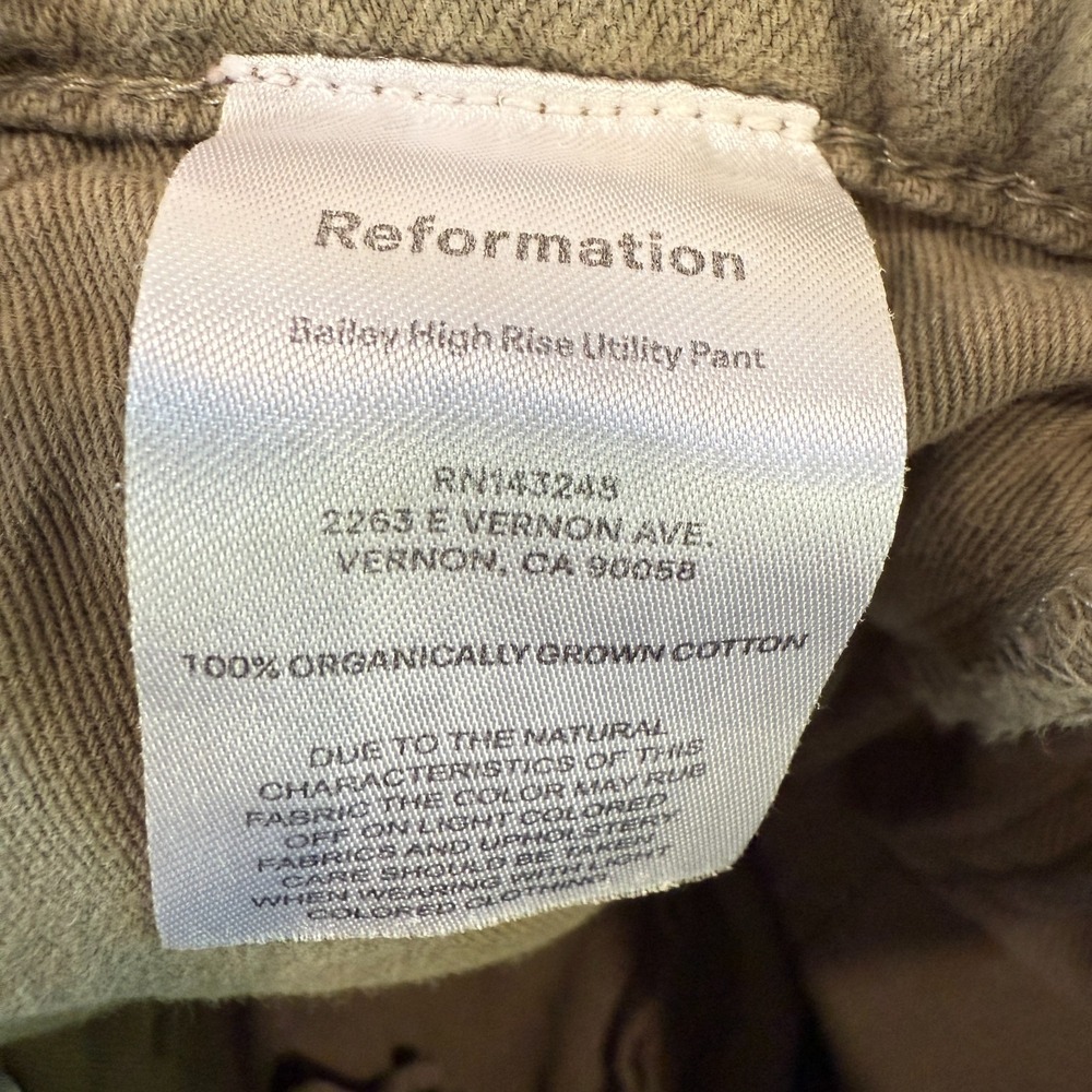 Reformation Jeans Cargo Pants Womens‎ 29 Olive Military Green Straight Organic - Picture 13 of 14